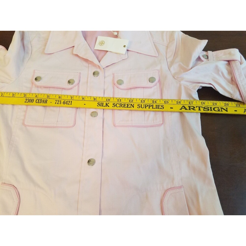 Tori Burch Cotton Twill Womens Pink Safari Button Front Short Sleeve Size 2 - Picture 7 of 7